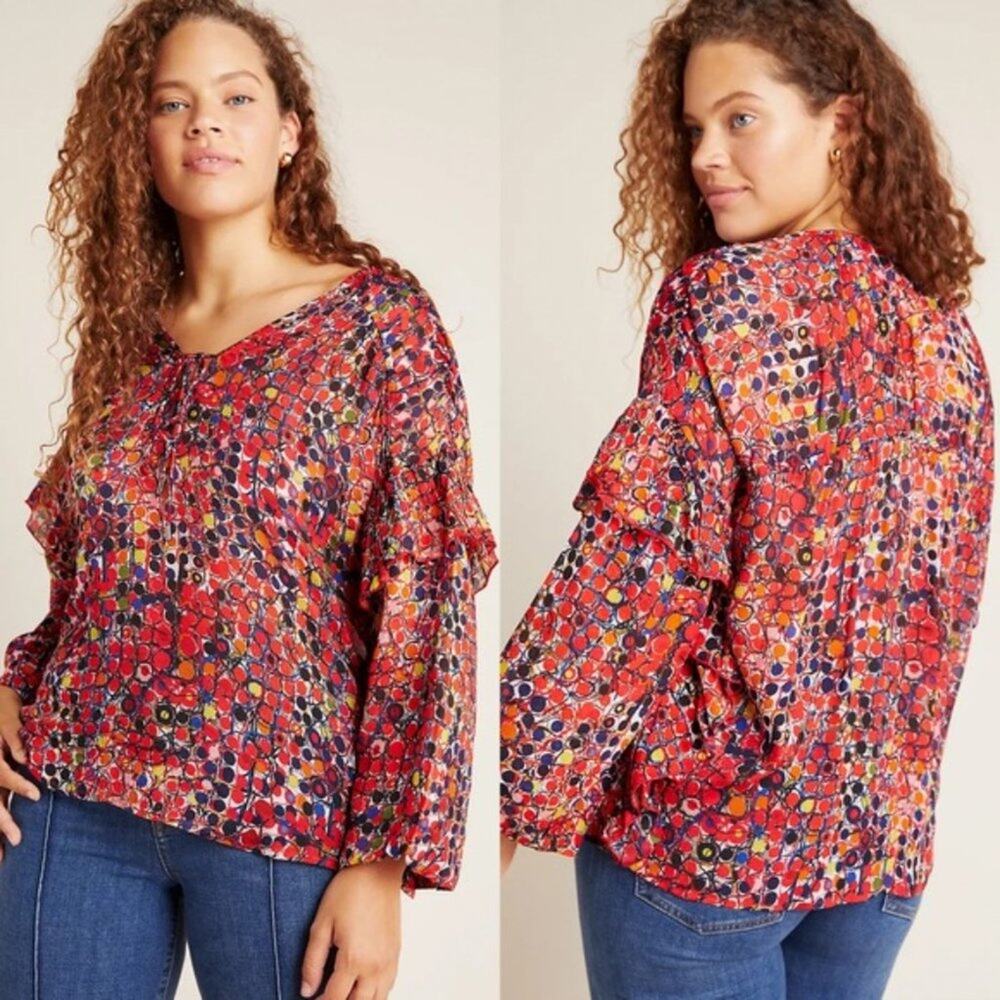 Anthropologie Bl-nk London Colorful Printed Naomi Blouse